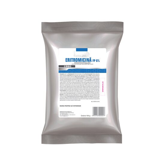 ERITROMICINA FP 6% 100G // ERYTHROMYCIN // Cattle (suckling calves), rabbits, poultry (chickens, turkeys) / Bovini (vitelli), conigli, pollame (polli, tacchini)