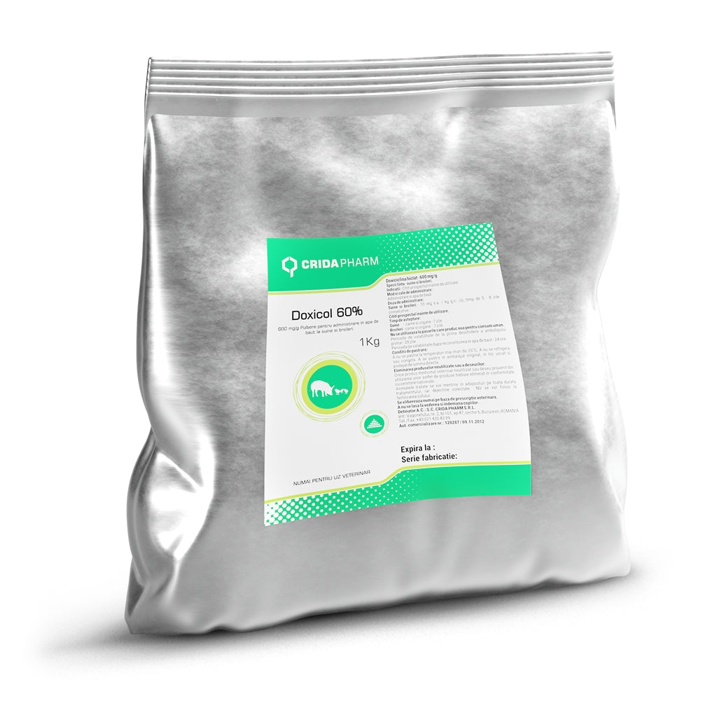 DOXICOL 60% 50 G //600 mg/g - Hyclate de doxycycline // poudre orale pour porcs et poulets de chair // polvere orale per suini e polli da carne