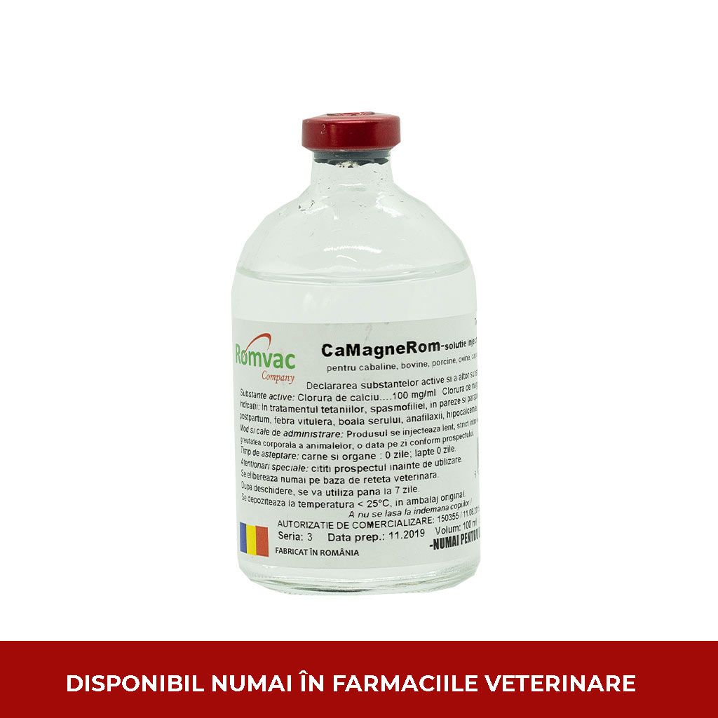 CAMAGNEROM 100 ml - Calcium chloride 100 mg/ml, Magnesium chloride 25 mg/ml // horses, cattle, sheep, goats, pigs, dogs and cats