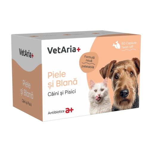 VetAria+ Skin & Coat, 60 Twist-Off capsules for dogs and cats // Pelle e Pelliccia cani e gatti