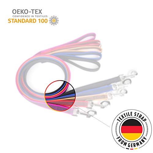 Color & Gray Super-Grip Leash with Handle, and D-Ring, 0.79 in x 6.56 ft, Black-Gray - Pet Shop Luna