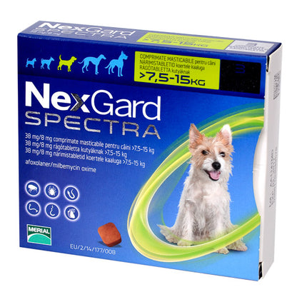 NexGard Spectra Chewable 3 Tablets for Dogs prevention of heartworm disease /  Antiparassitario / vermifugo per cani 3 compresse EUROPEAN VERSION