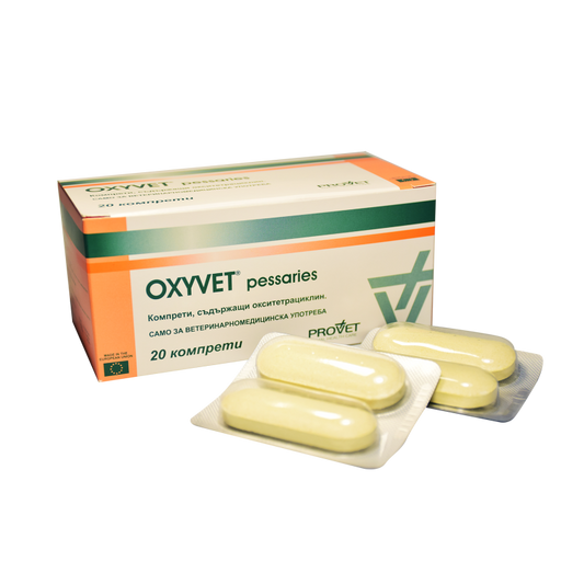 OXIVET - 20 PESSARIES // Oxytetracycline hydrochloride 500 mg // Cows, mares, sows, sheep, goats // Mucche, cavalle, scrofe, pecore, capre.