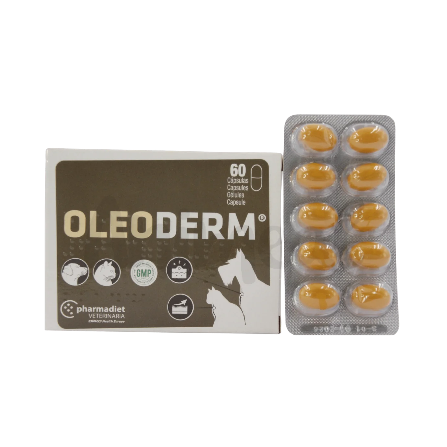 OLEODERM 60 TABS - Soft gelatin capsules, nutritional supplement for dogs and cats.