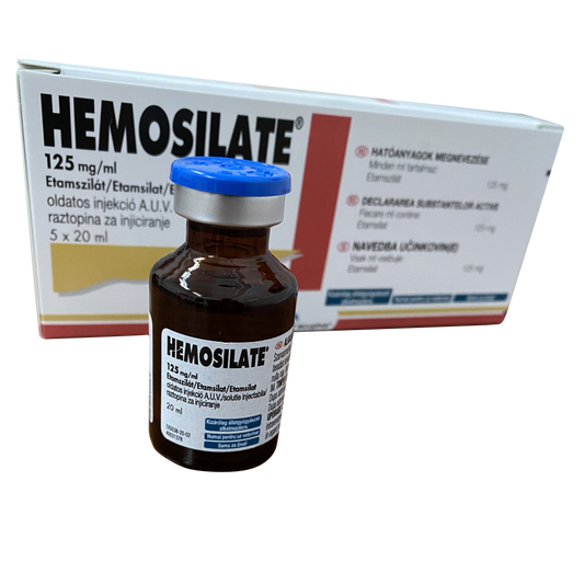 HEMOSILATE 125MG/ML - 20 ML// etamsylate // dogs, cats, cattle, sheep, goats, pigs, horses/ cani, gatti, bovini, pecore, capre, maiali, cavalli