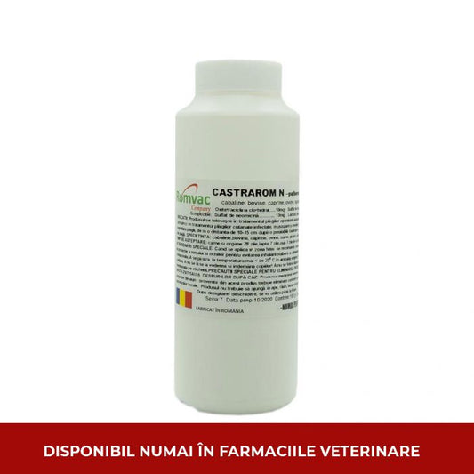 CASTRAROM  Powder / polvere// Ossitetraciclina cloridrato, Neomicina solfato,  Solfato di magnesio //  cavalli, bovini, capre, pecore, maiali, uccelli, cani e gatti. // &nbsp;Horses, cattle, goats, sheep, pigs, birds, dogs and cats.