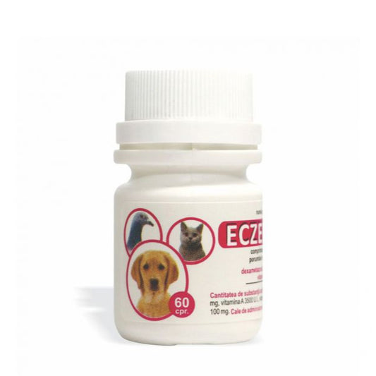 ECZEMTRAT 60 TAB // Dexamethasone, Vitamin A, Vitamin B1, Vitamin C, Methionine // Dogs, cats, racing and ornamental pigeons / Cani, gatti, piccioni viaggiatori e ornamentali