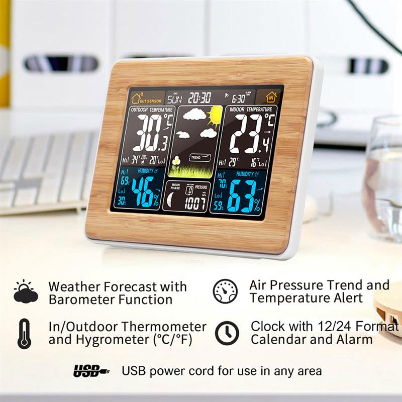 LCD Display Weather Station Alarm Clock- USB Powered_3