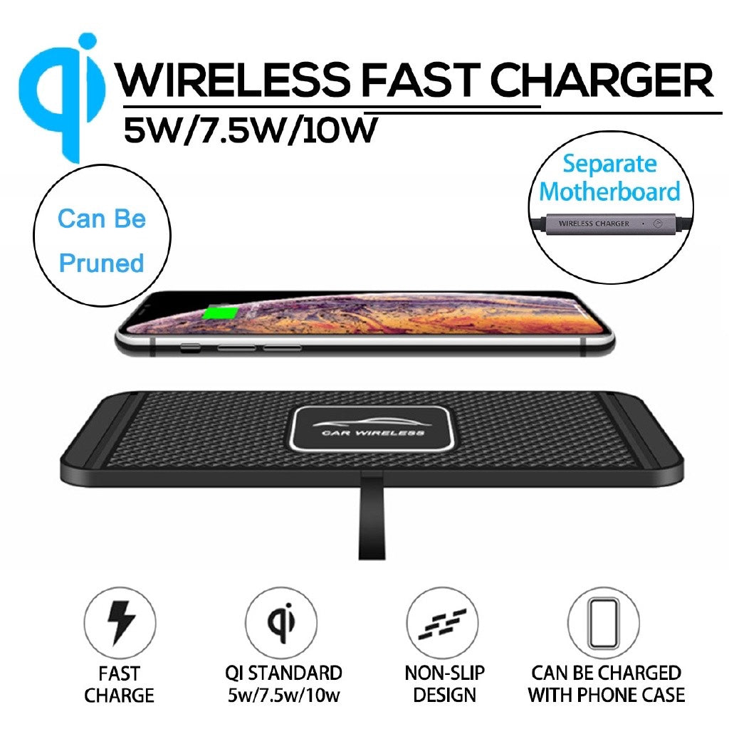 2 In 1 Anti-Slip Silicone Pad Qi-Powered Fast Wireless Charger Car Dashboard_6