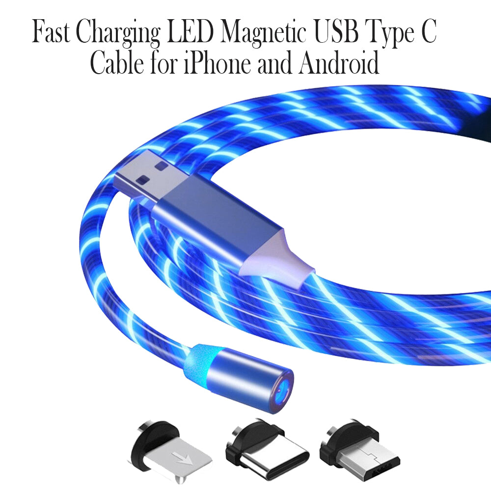 Fast Charging LED Magnetic USB Type C Cable for iPhone and Android_3