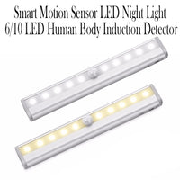 LED Night Light 6/10 LED Human Body Induction Detector for Home Bed Kitchen Cabinet- Battery Operated_3