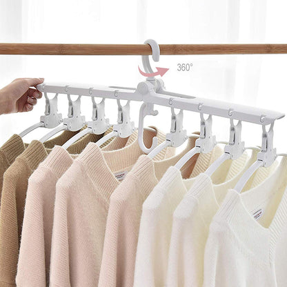 8 in 1 Foldable and 360 Degree Rotatable Clothes Hanger - White_2