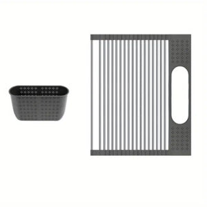 Roll-Up Over the Sink Stainless Steel Dish Drying Rack with Utensil Holder_11