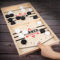 Natural Wood 2 Player Sling Puck Game Interactive Chess Toy Board_5
