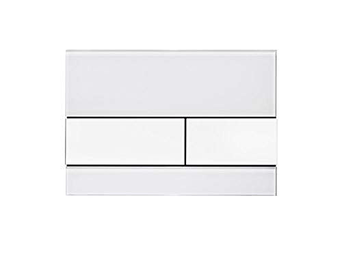 Tece Square 9240800 WC Wall Plate White Glass/White Buttons - Pet Shop Luna