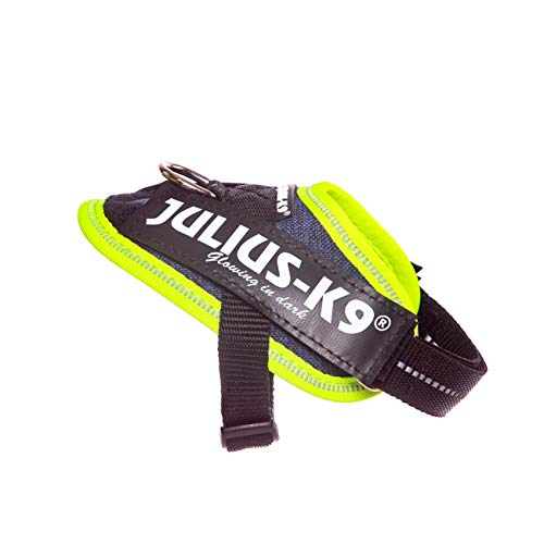 Julius-K9, 16IDC-FARNE-B1, IDC Powerharness, dog harness, Size: Baby 1, Jeans with neon edge - Pet Shop Luna