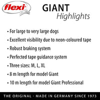 flexi Giant Neon Tape Black Retractable Dog Leash/Lead for Dogs - Pet Shop Luna
