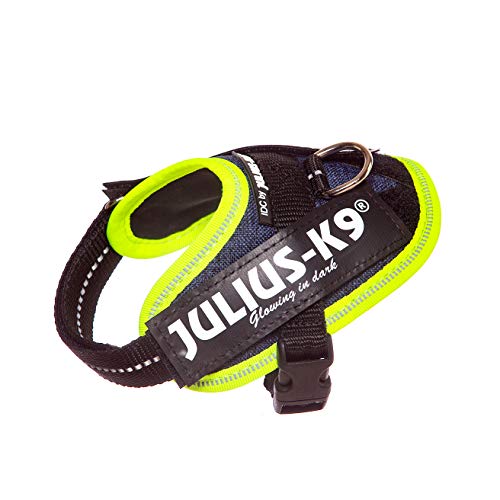 Julius-K9, 16IDC-FARNE-B1, IDC Powerharness, dog harness, Size: Baby 1, Jeans with neon edge - Pet Shop Luna