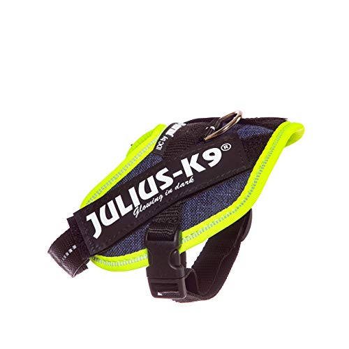 Julius-K9, 16IDC-FARNE-B2, IDC Powerharness, dog harness, Size: Baby 2, Jeans with neon edge - Pet Shop Luna