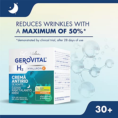 Crema Viso Antirughe da Notte con Acido Ialuronico, Vitamina C ed E, Rigenera la Pelle e Assicura il Riempimento Delle Rughe Dall'Interno, Gerovital H3 Hyaluron C - Pet Shop Luna