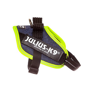 Julius-K9, 16IDC-FARNE-MM, IDC Powerharness, dog harness, Size: Mini-Mini, Jeans with neon edge - Pet Shop Luna