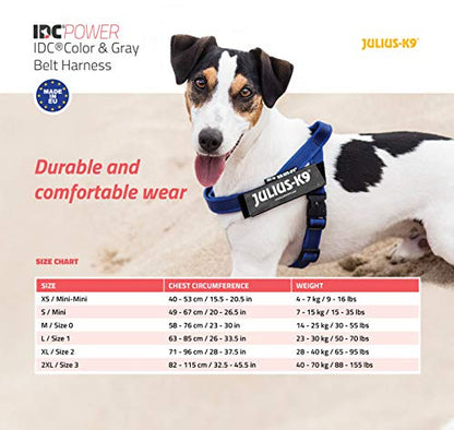 Julius-K9, 16IDC-0-R-2015, IDC Color & Gray Belt Harness for Dogs, Size: 0, Red-Gray - Pet Shop Luna