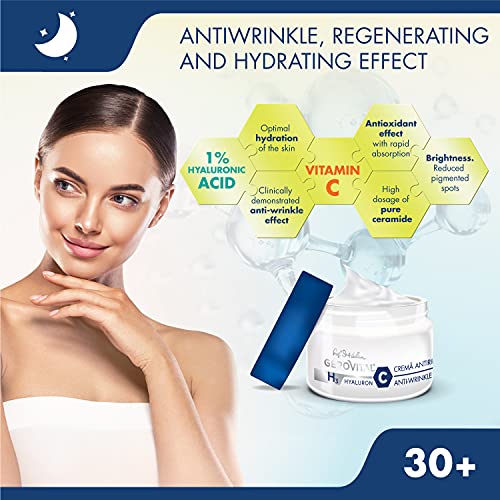 Crema Viso Antirughe da Notte con Acido Ialuronico, Vitamina C ed E, Rigenera la Pelle e Assicura il Riempimento Delle Rughe Dall'Interno, Gerovital H3 Hyaluron C - Pet Shop Luna