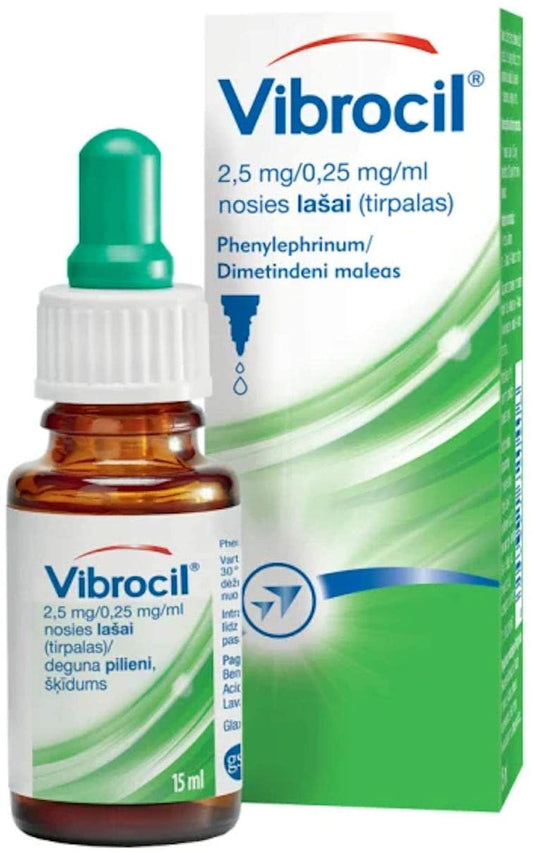 Vibrocil Nasal Drops 15ml - Quickly Reduces Swelling & Runny Nose - Pet Shop Luna