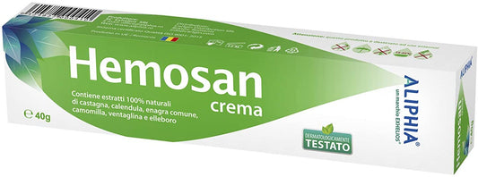 Crema Trattamento Esterno HEMOSAN, Crema Veloce Efficace Rimedi Disturbi Prurito Eczema Anale Ragadi Anali, Ingredienti Naturale Confezione Italiana - Pet Shop Luna