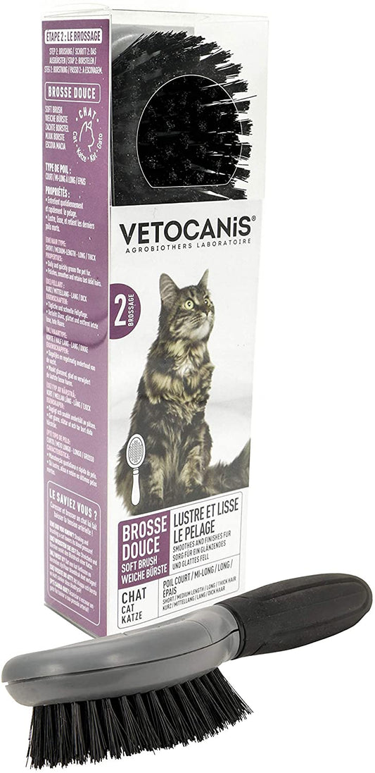 Vetocanis Gentle Grooming Massage brush for Cats, Gray, 0.140989 kg - Pet Shop Luna