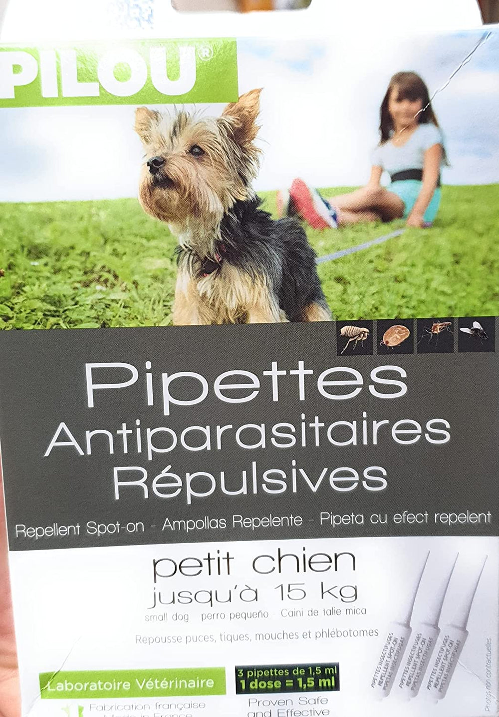 Pilou, 3 pipette antiparassitarie per cani fino a 15kg - Pet Shop Luna