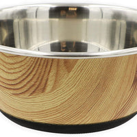 Tyrol Stainless Steel Non-Slip Large Bowl for Cat/Dog/Pets, Wood Effect, 20.5 cm, 0.235989 kg - Pet Shop Luna