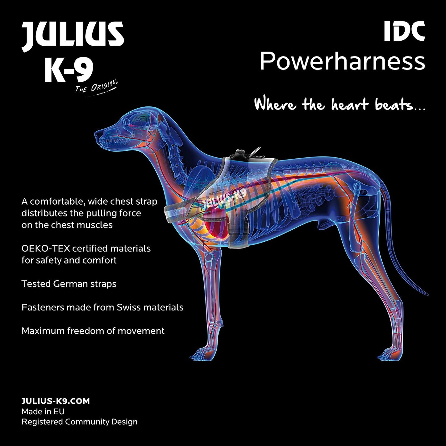 Julius-K9 Pettorina IDC Power, Taglia: L/1, Verde Petrolio - Pet Shop Luna