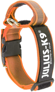Julius K9 Nylon collar for dogs with handle and safety, Orange - Pet Shop Luna