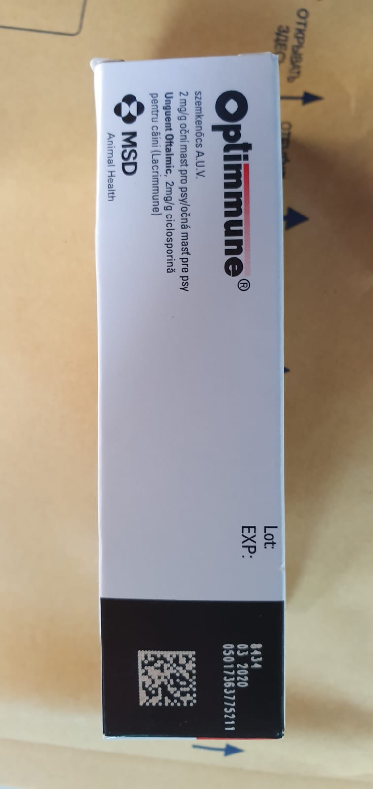 Optimmune ophthalmic cream 3.5 g indicated for treating keratoconjunctivitis sicca in dogs - Pet Shop Luna