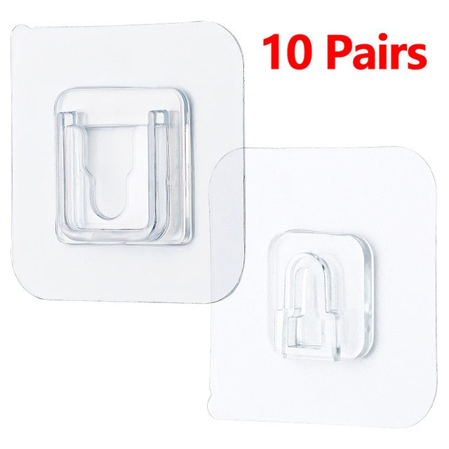 Transparent And Detachable Hooks Adhesive Wall Hooks (20 Pcs)