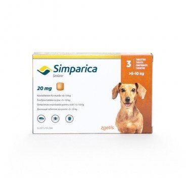 Simparica Dogs 3 tablets, pesticide for ticks and fleas and treatment of mange / per cani - Pet Shop Luna